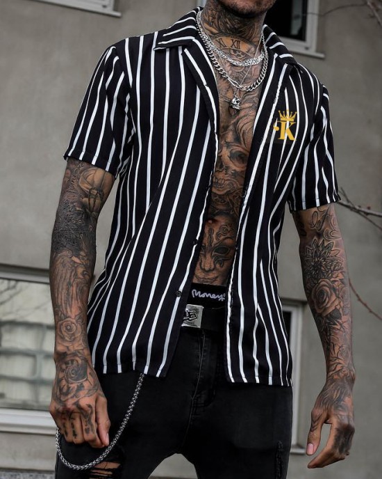 Men's casual fashion striped American shirt HF1301-01-03 Men's casual fashion striped American shirt HF1301-01-03
