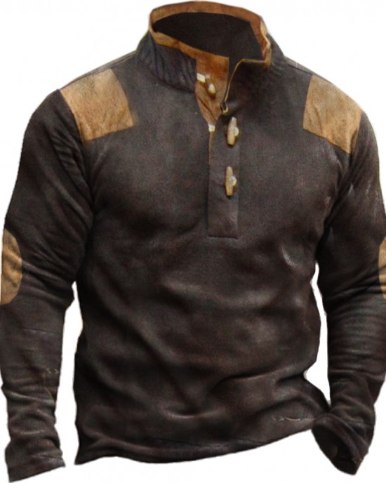 Casual long sleeve stand collar men's T-shirt HF1302-02-02 Casual long sleeve stand collar men's T-shirt HF1302-02-02
